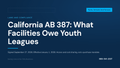 California AB 387: What Parks, Schools And Facilities Now Owe Youth Leagues