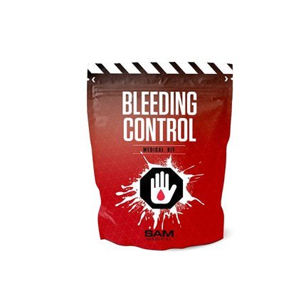 Bleeding control kits and tourniquets