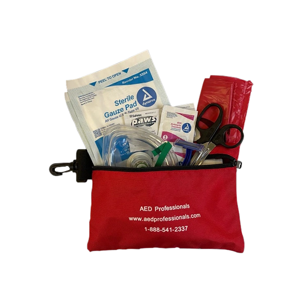 Pouch with medical supplies for CPR