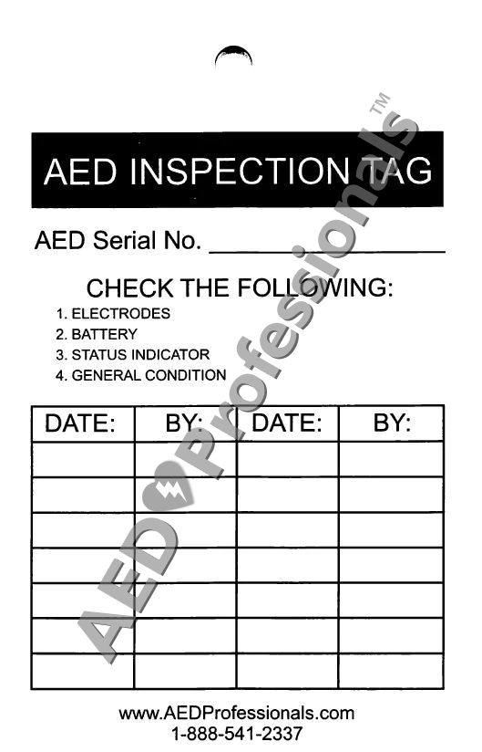AED Inspection Tag - Best Automated External Defibrillators from AED Professionals - Shop now at AED Professionals