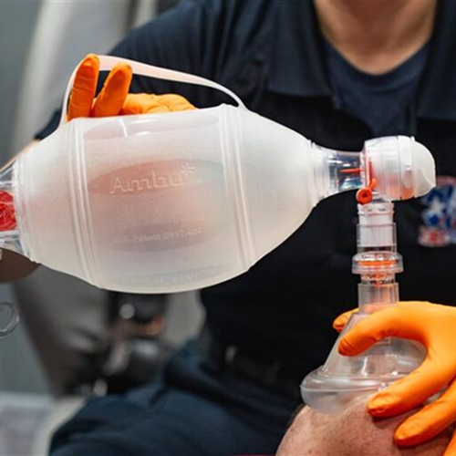ambu bag valve mask being used my paramedic