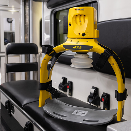 defibtech lifeline arm xr chest compression device in ambulance rig