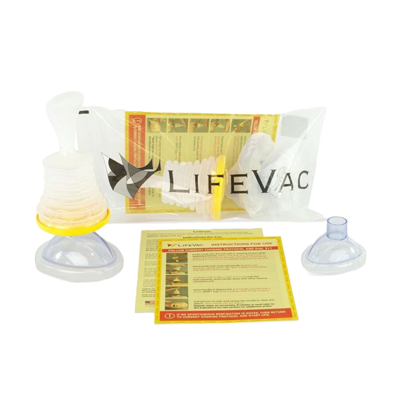 LifeVac airway clearance device designed to quickly and safely remove airway obstructions during choking emergencies in schools, workplaces, and homes.