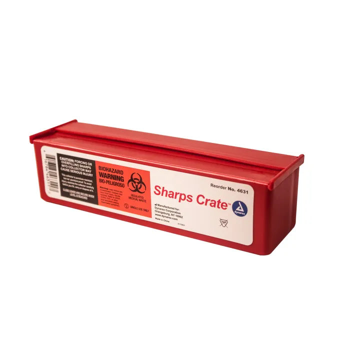 Dynarex Sharps Crate - Durable and secure container designed for the safe disposal and storage of medical sharps, ensuring compliance with safety regulations in healthcare settings