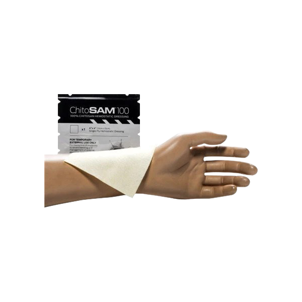 ChitoSAM 100 Blood Clotting Dressing, 4" x 4', Case of 40 - Best Rescue Products from SAM Medical - Shop now at AED Professionals