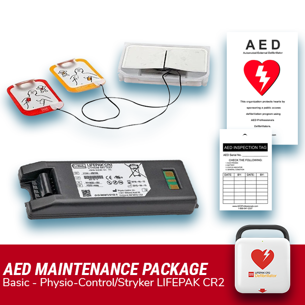 Physio-Control LIFEPAK CR2 AED Electrode Pad & Battery Maintenance Package