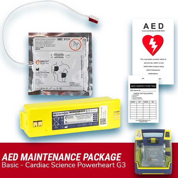 Cardiac Science Powerheart G3 AED Electrode Pad & Battery Maintenance Package - Best Automated External Defibrillators from Cardiac Science - Shop now at AED Professionals