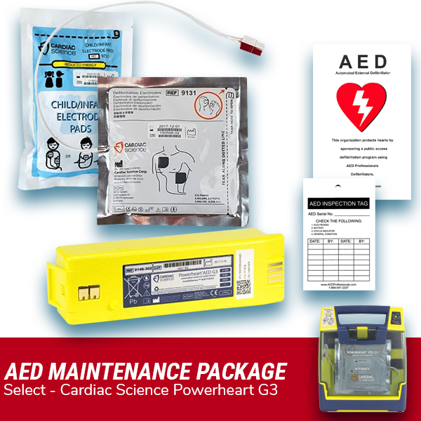 Cardiac Science Powerheart G3 AED Electrode Pad & Battery Maintenance Package - Best Automated External Defibrillators from Cardiac Science - Shop now at AED Professionals